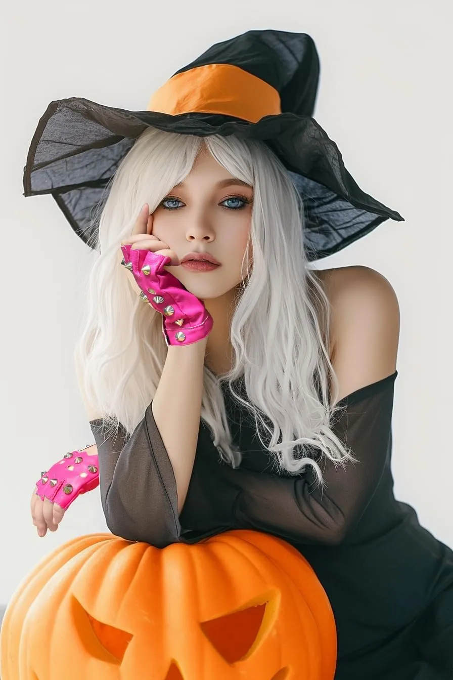 1 Pair of PU Leather Half Finger Dance Gloves Heart Cutout Gothic Punk Rivet Fingerless Gloves for Halloween Costume Dress Up