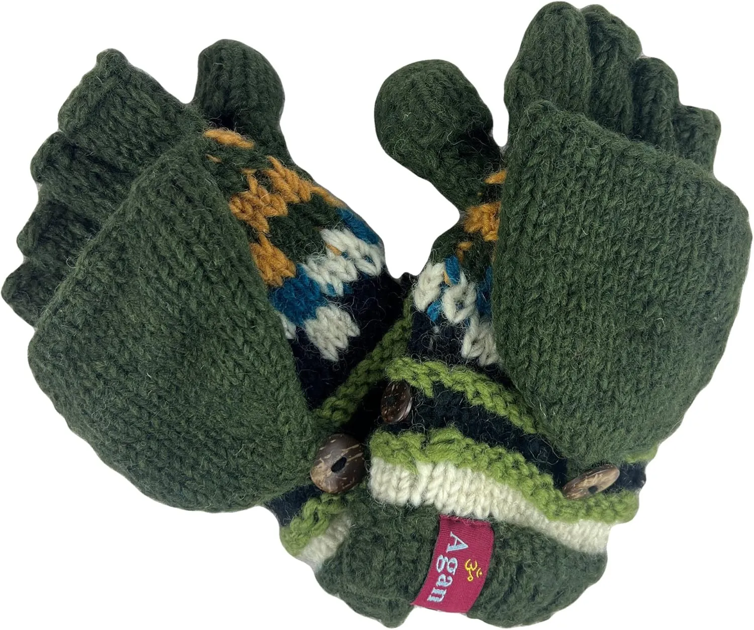 Agan Traders Women's 2025 Spring Assorted Women's Knit Wool Thick Hat Mitten Fingerless Glove Warm Fleece Lined Himalaya