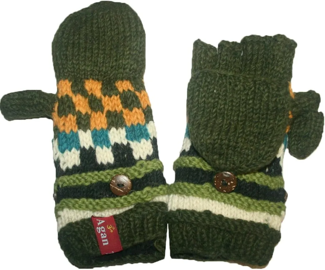 Agan Traders Women's 2025 Spring Assorted Women's Knit Wool Thick Hat Mitten Fingerless Glove Warm Fleece Lined Himalaya