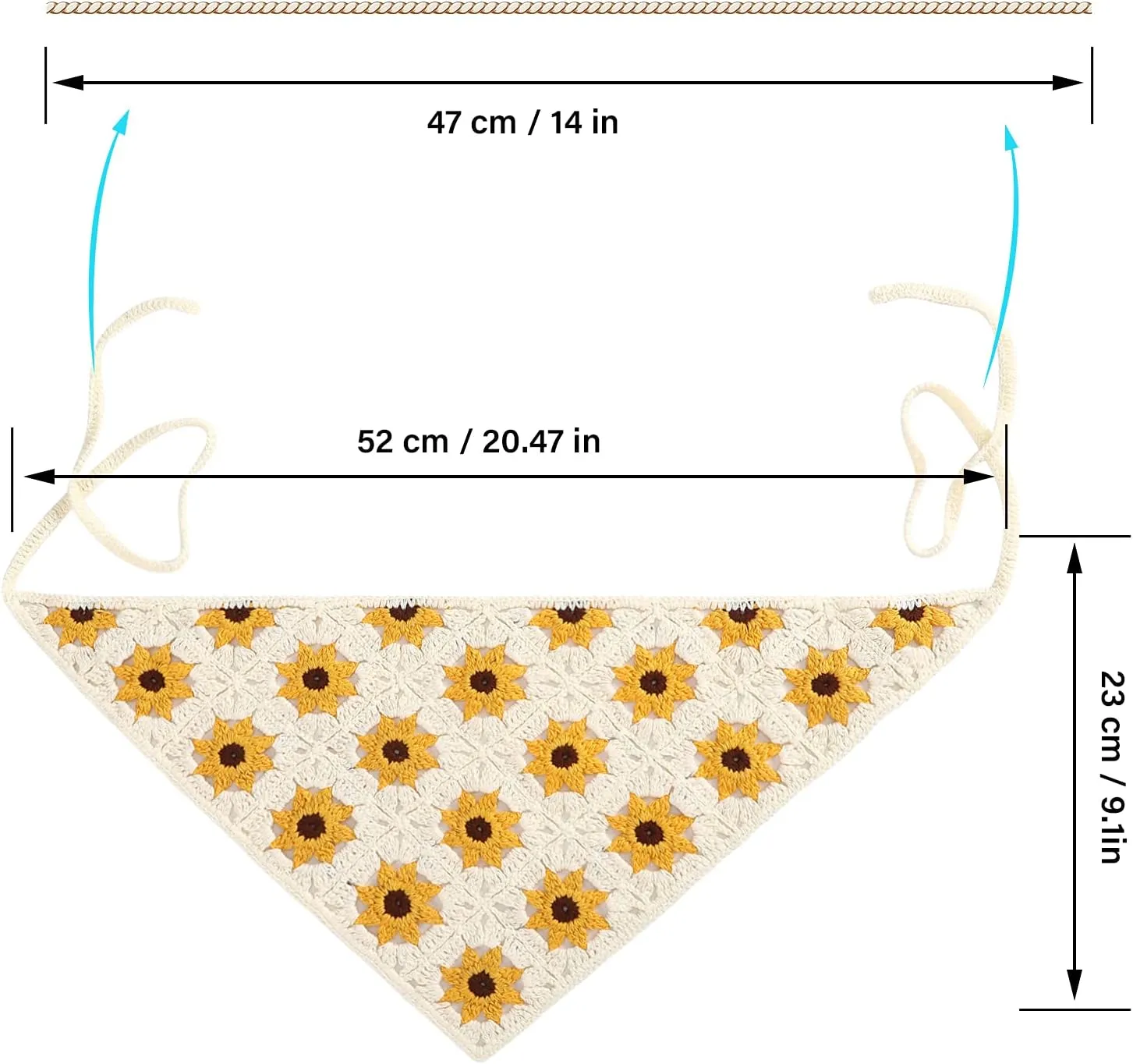 AWAYTR Crochet Bandana Head Kerchief Hair Scarf 2Pcs Knitted Scarves Tie Bcak Floral Headwrap for Women Girls