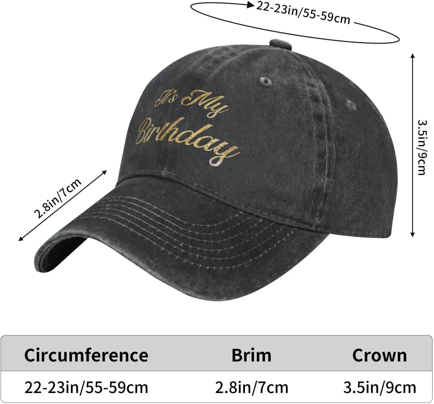 Birthday Baseball Cap for Men Women, Adjustable Hat for Party