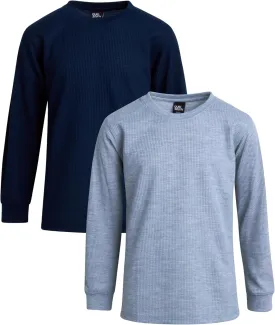 Boys' Shirt - 2 Pack Waffle Knit Long Sleeve Thermal Crewneck T-Shirt (8-18)