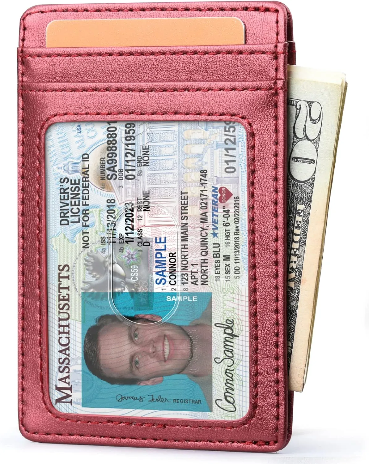 Buffway Mens Slim Wallet, Minimalist Thin Front Pocket Leather Credit Card Holder with RFID Blocking for Work Travel