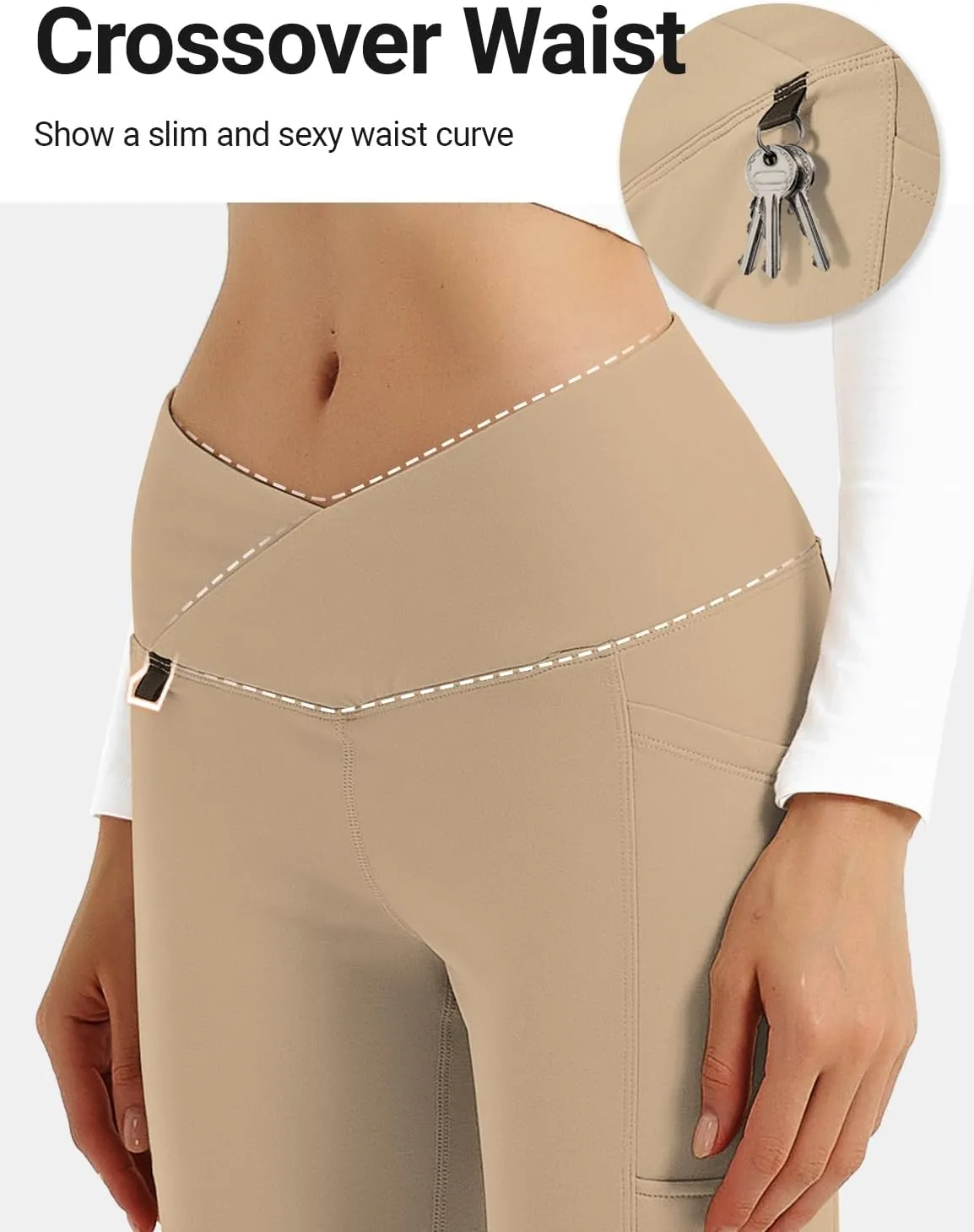 BVVU Women's Fleece Lined Pants Hiking Crossover Flare Winter Thermal Pants Water Resistant Outdoor Bootcut Warm Joggers