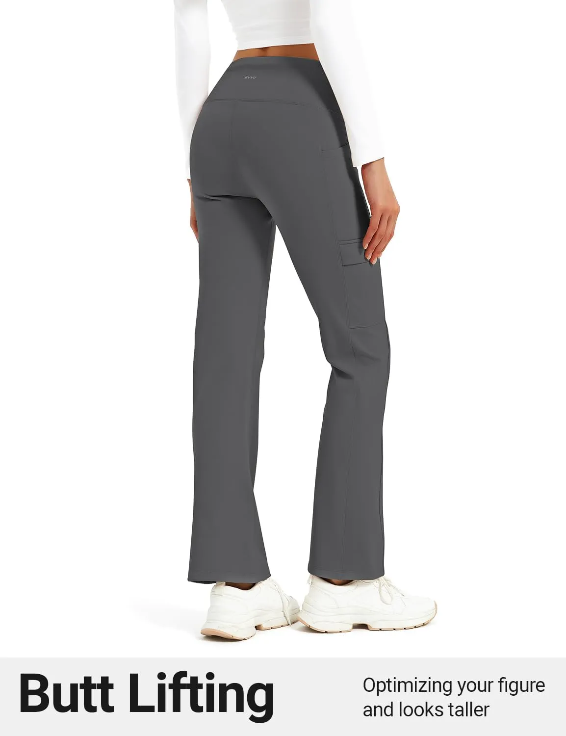 BVVU Women's Fleece Lined Pants Hiking Crossover Flare Winter Thermal Pants Water Resistant Outdoor Bootcut Warm Joggers