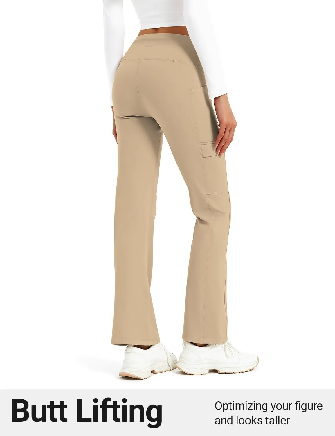 BVVU Women's Fleece Lined Pants Hiking Crossover Flare Winter Thermal Pants Water Resistant Outdoor Bootcut Warm Joggers