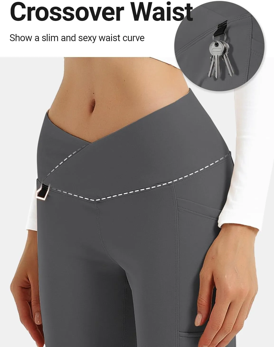 BVVU Women's Fleece Lined Pants Hiking Crossover Flare Winter Thermal Pants Water Resistant Outdoor Bootcut Warm Joggers