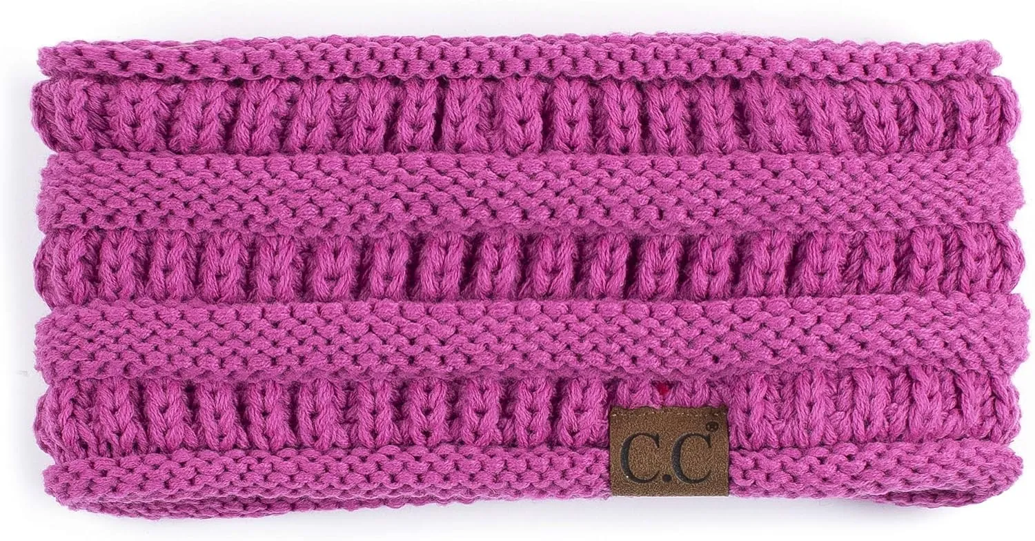 C.C Winter Fuzzy Fleece Lined Thick Knitted Diagonal Stripes Criss-Cross Pattern Headband Headwrap (HW-2060)