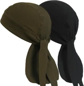 Cooling Helmet Liner Do Rag Skull Cap for Men Sweat Cycling Beanie - Pirate Bandana 2Pcs