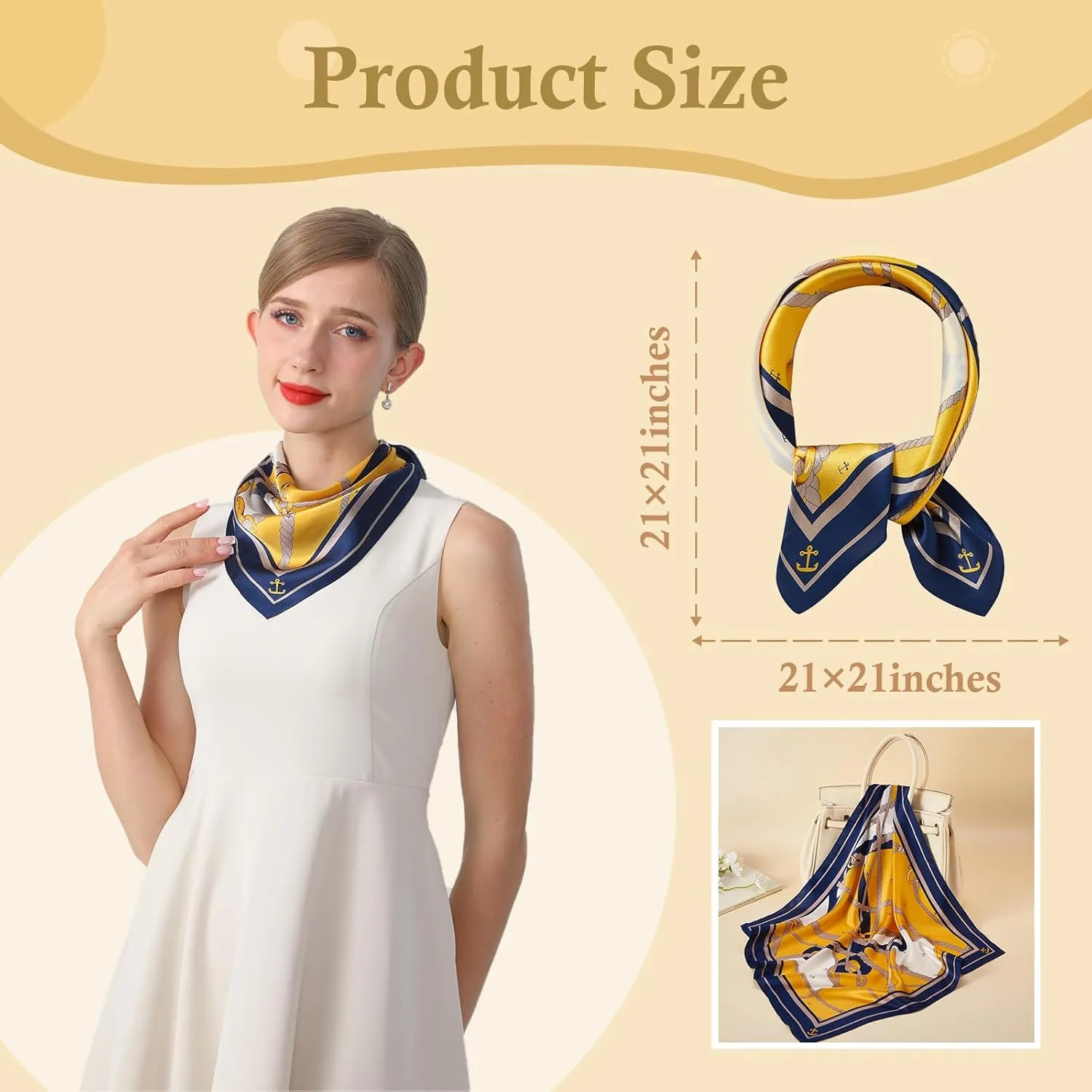 cxzymcln100% Mulberry Silk Neck Scarf 21"x21" Small Square Scarfs for Women Gift Packed