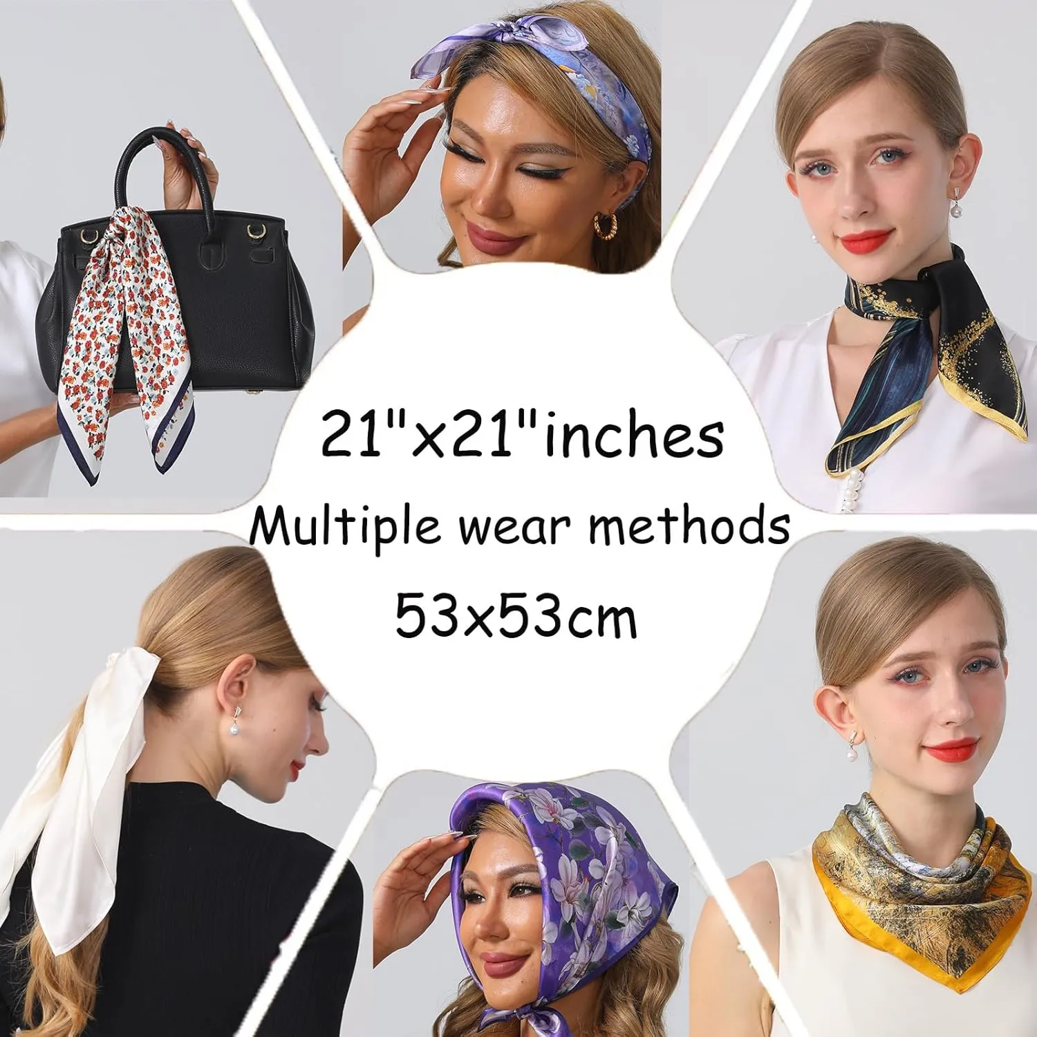 cxzymcln100% Mulberry Silk Neck Scarf 21"x21" Small Square Scarfs for Women Gift Packed