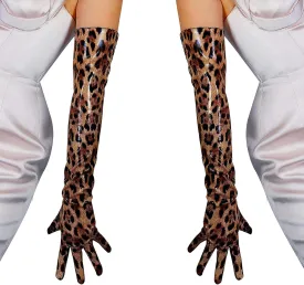 DooWay Women Opera Leather Gloves Shine Wet Look 24 inches Faux Patent Leather PU for Evening Costume Dance Pageant