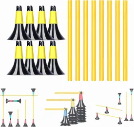 Double Opening Design conical Obstacle Cones for Sports Training, 8pcs Cones and 8pcs Poles, Suitable for Various Sports Training Equipment, Soccer Agility Basketball Cones for Training