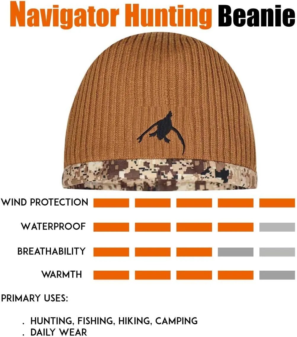 EDTREK Waterproof and Windproof Camo Beanie - Timber and Blaze Orange Camo Performance Hunting Hat
