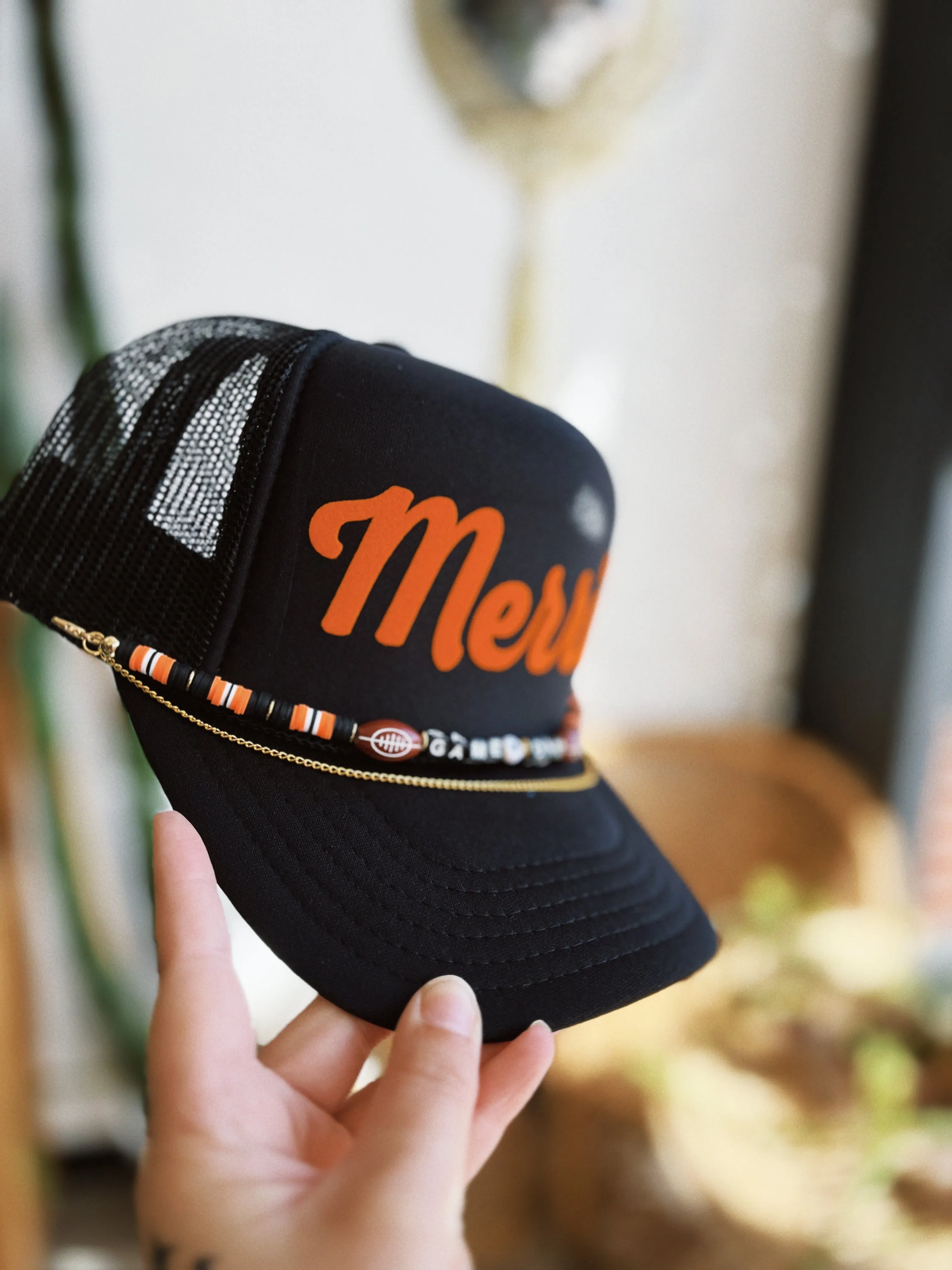Game Day Beaded Band // Black & Orange