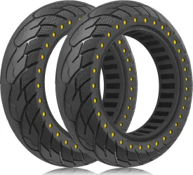 GYL 10 Inch Solid Tire: 60/70-6.5 Scooter Tires Replacement for Ninebot Max, 10x2.50-6.5 Tubeless Tyre for Segway Ninebot Max G30 G30P G30LP Hover 1 Alpha Electric Scooter Rubber Wheel Yellow 2pcs