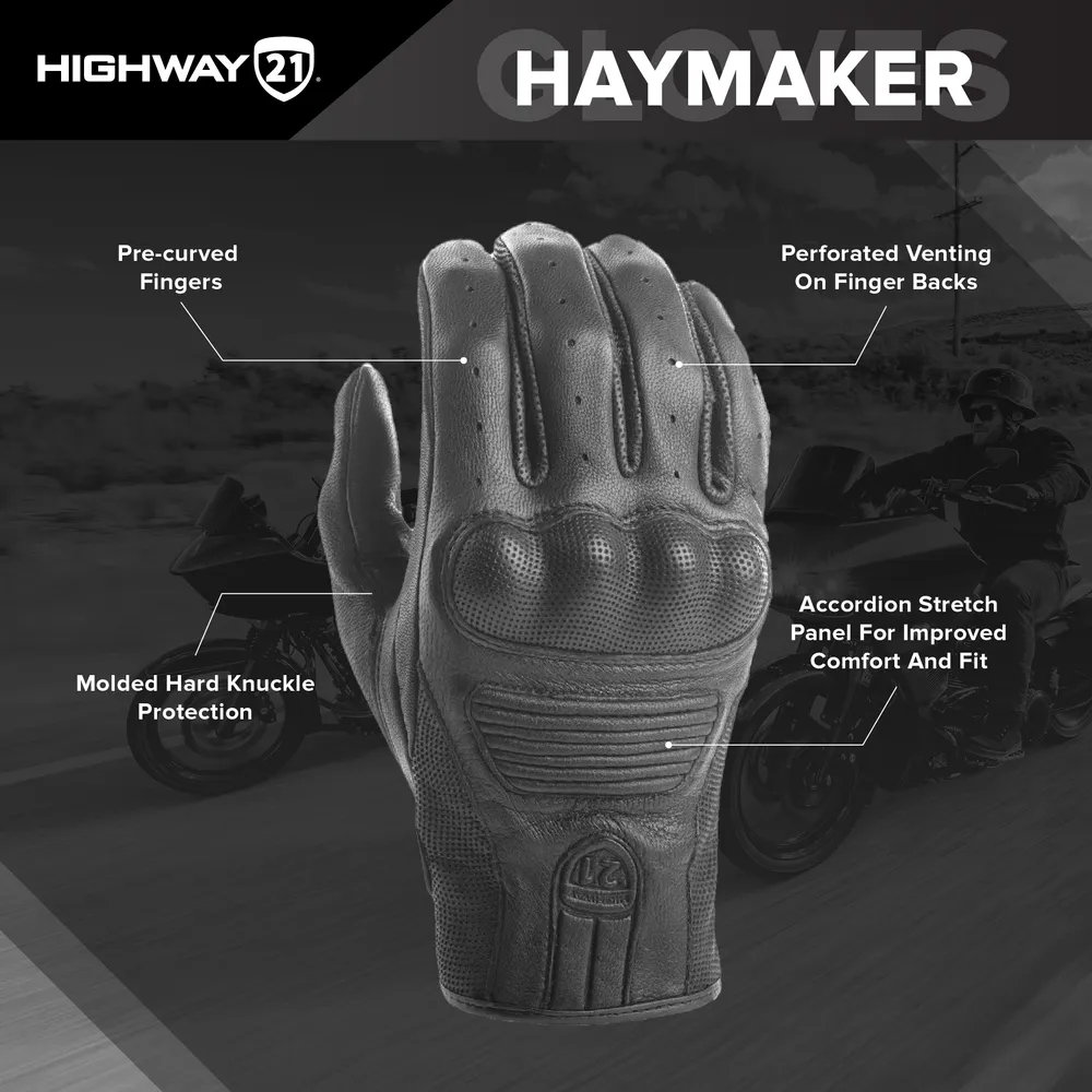 Highway 21 Haymaker Motorcycle Riding Gloves