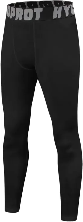 HYCOPROT Boys' Compression Pants Youth Leggings Tights Kids Athletic Sports Base Layer for Running Football Basketball