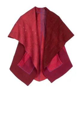 JAIPUR PATCH KANTHA CIRCULAR SHORT VEST - jp4202-red -