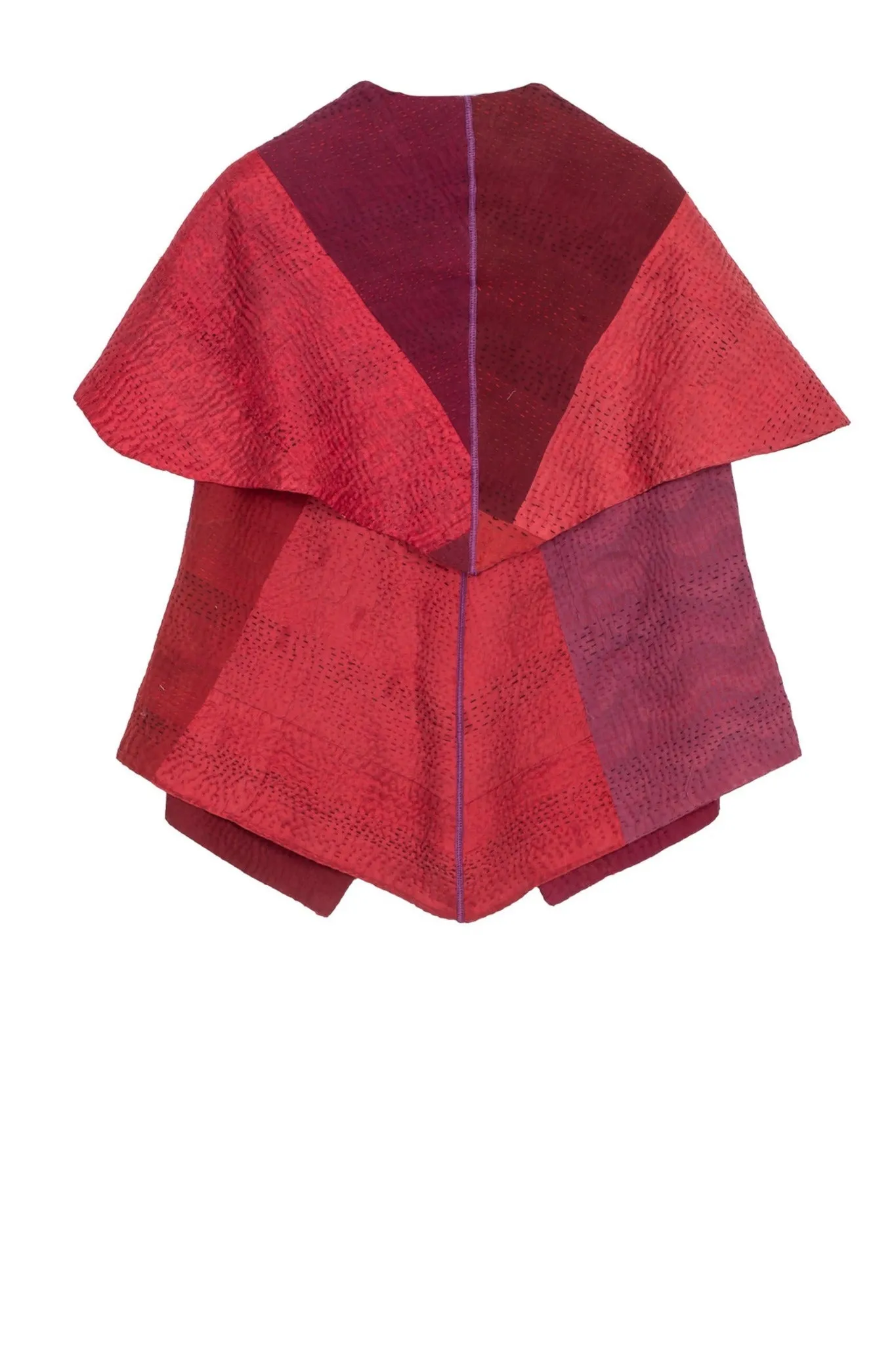 JAIPUR PATCH KANTHA CIRCULAR SHORT VEST - jp4202-red -