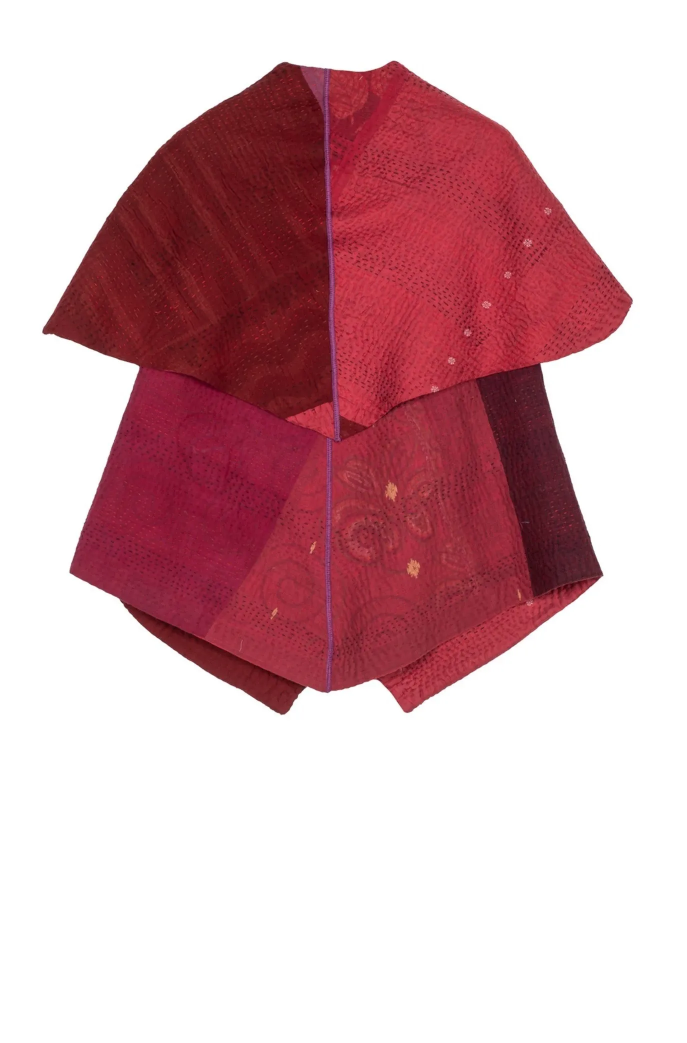 JAIPUR PATCH KANTHA CIRCULAR SHORT VEST - jp4202-red -