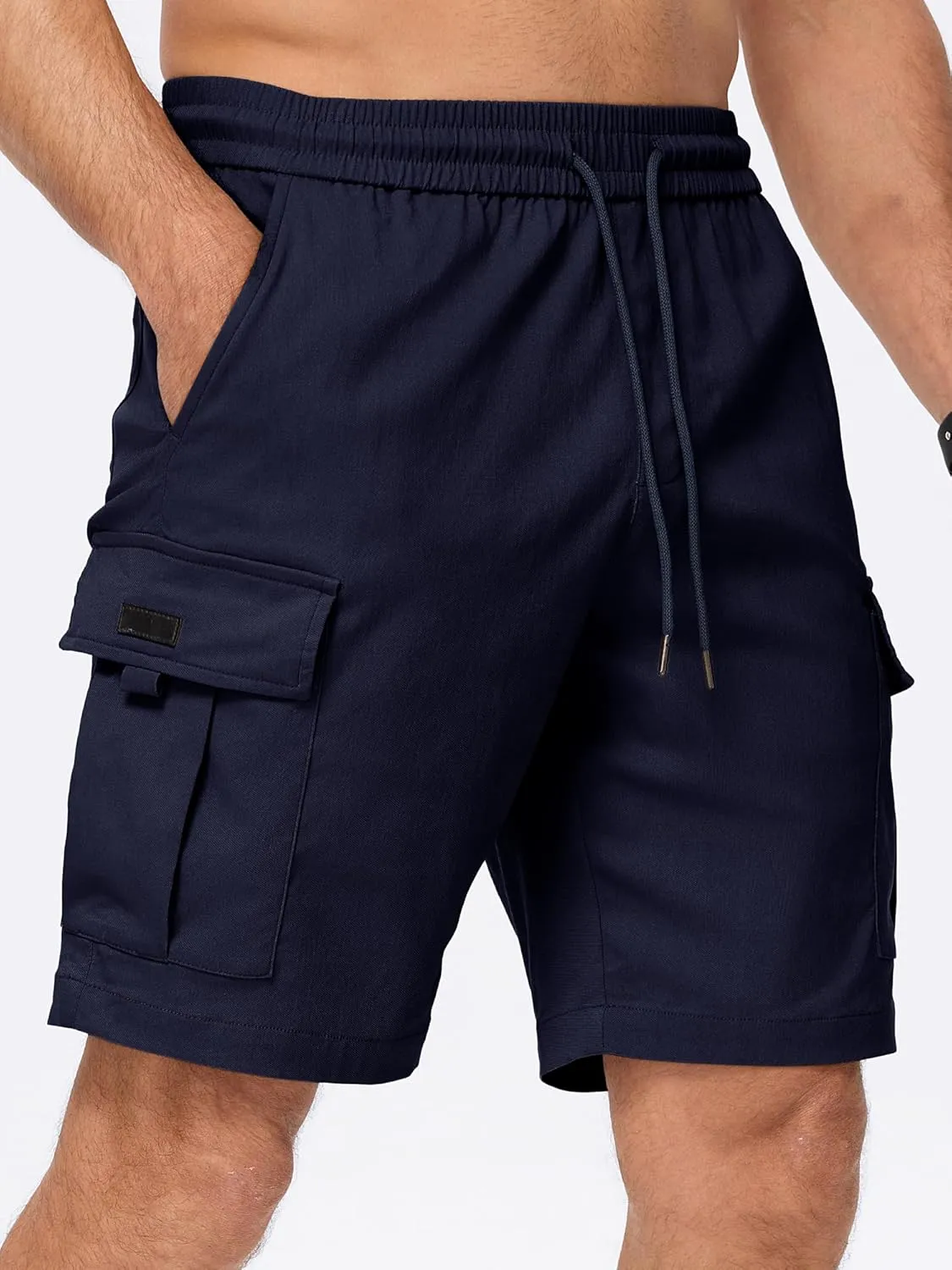 JMIERR Men's Casual Stretch Cargo Shorts Classic Drawstring Elastic Waist Summer Work Short with Multi Pockets