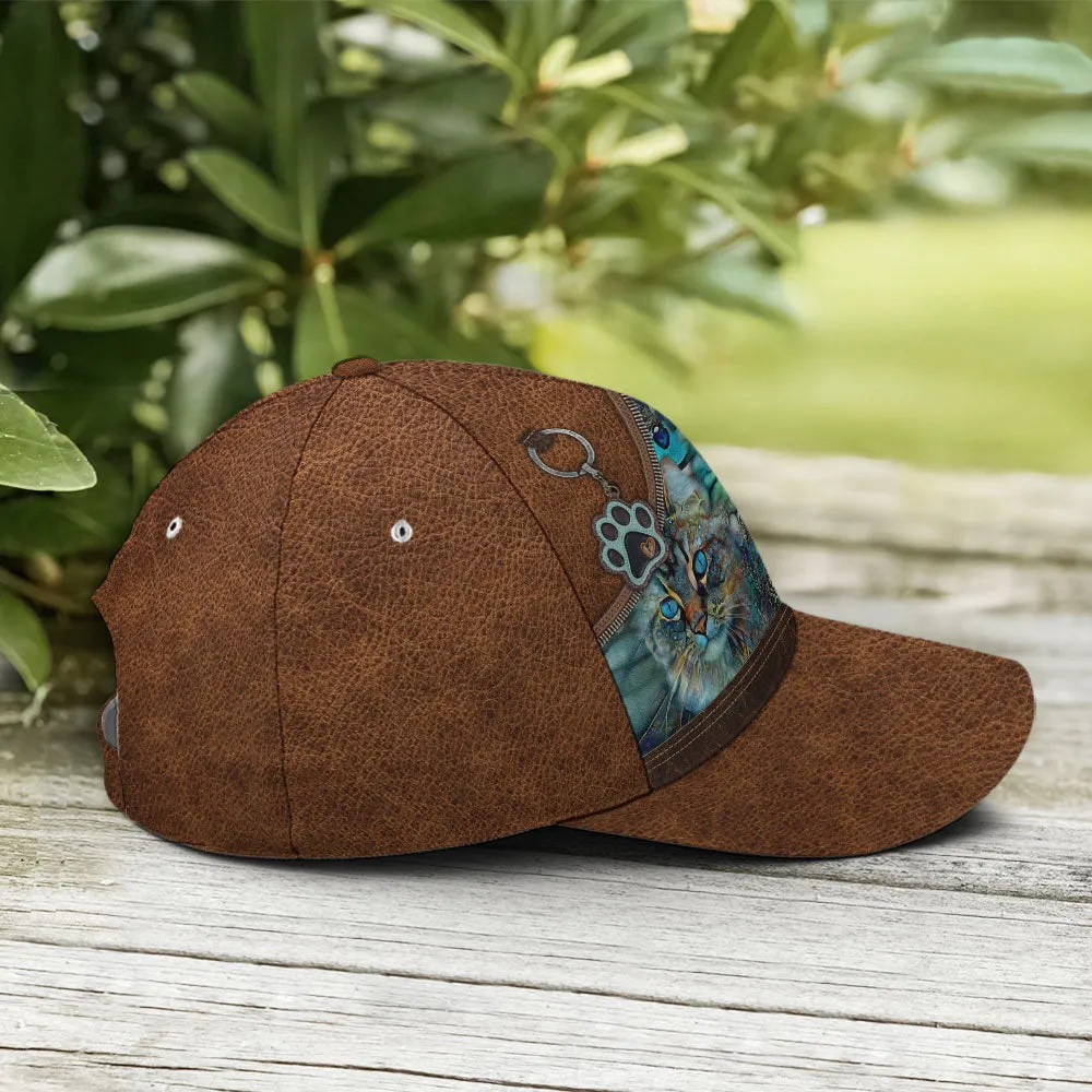 Just A Girl Who Loves Cats Art Leather Style Baseball Cap Coolspod