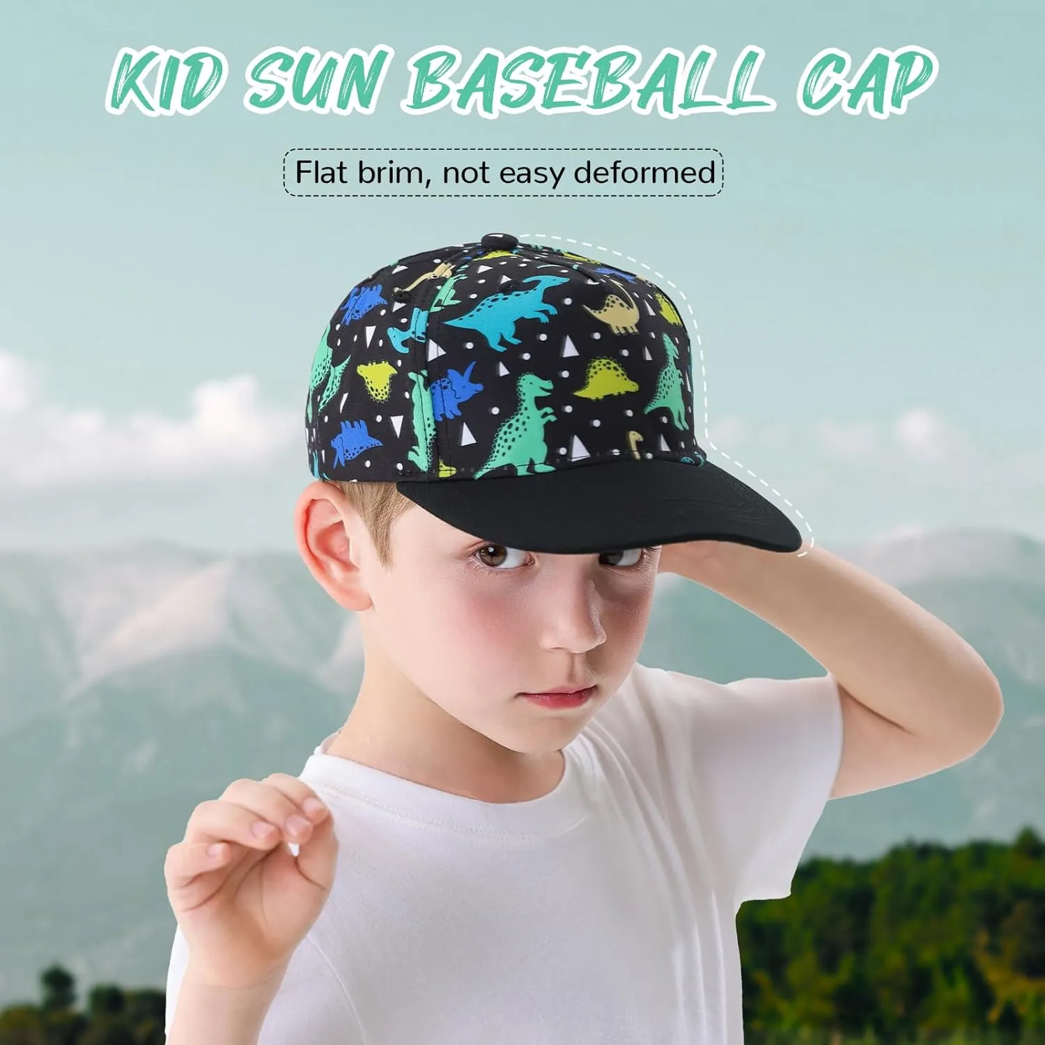Kids Boy Girl Baseball Cap Baby Sun Hat Adjustable Toddler Trucker Hats with Flat Brim for Summer Outdoor