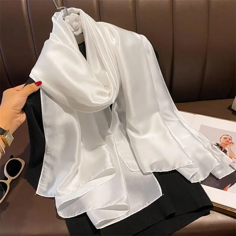 Long Silk Feeling Satin Scarf Smooth Lightweight Sunscreen Satin Shawls Wrap Headscarf for Women