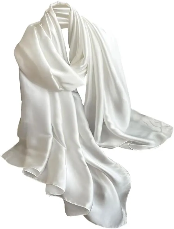 Long Silk Feeling Satin Scarf Smooth Lightweight Sunscreen Satin Shawls Wrap Headscarf for Women