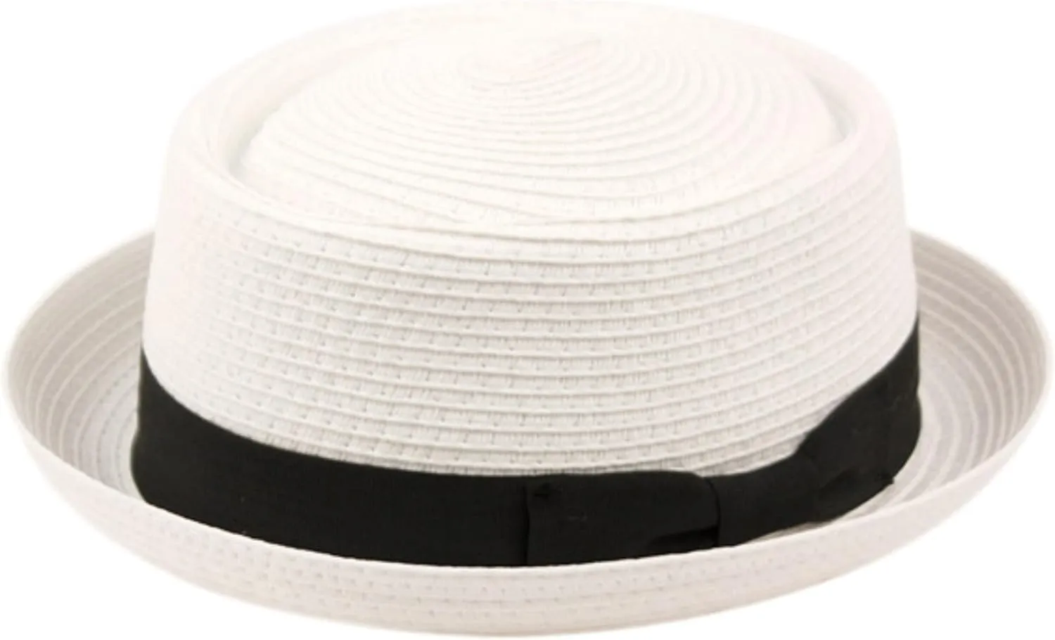 Men's Fancy Summer Straw Pork Pie Derby Fedora Upturn Brim Hat