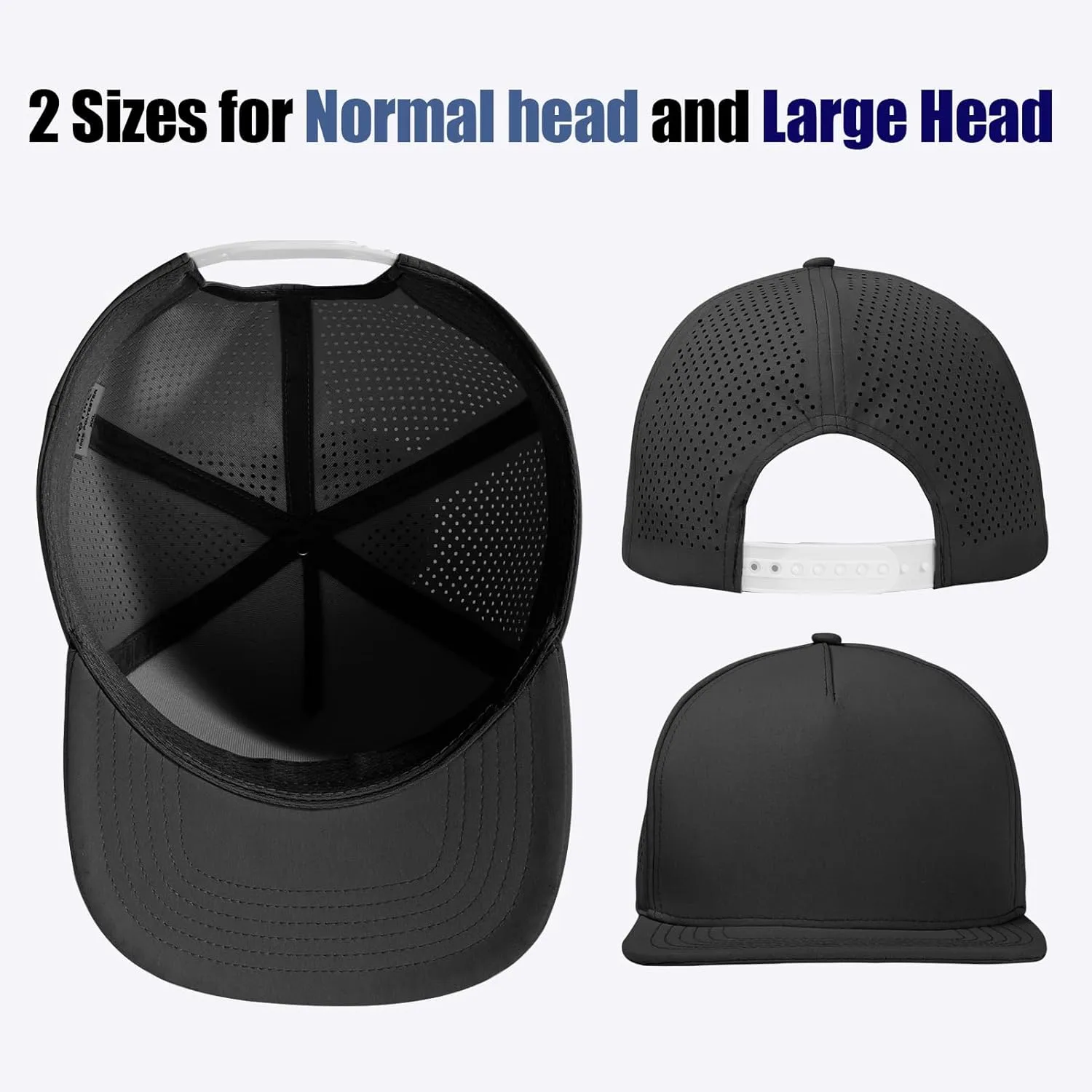 M/L/XL/XXL Oversize Flat Bill Baseball Cap for Men Women Quick Dry Snapback Hats Summer Mesh 5 Panel Cap