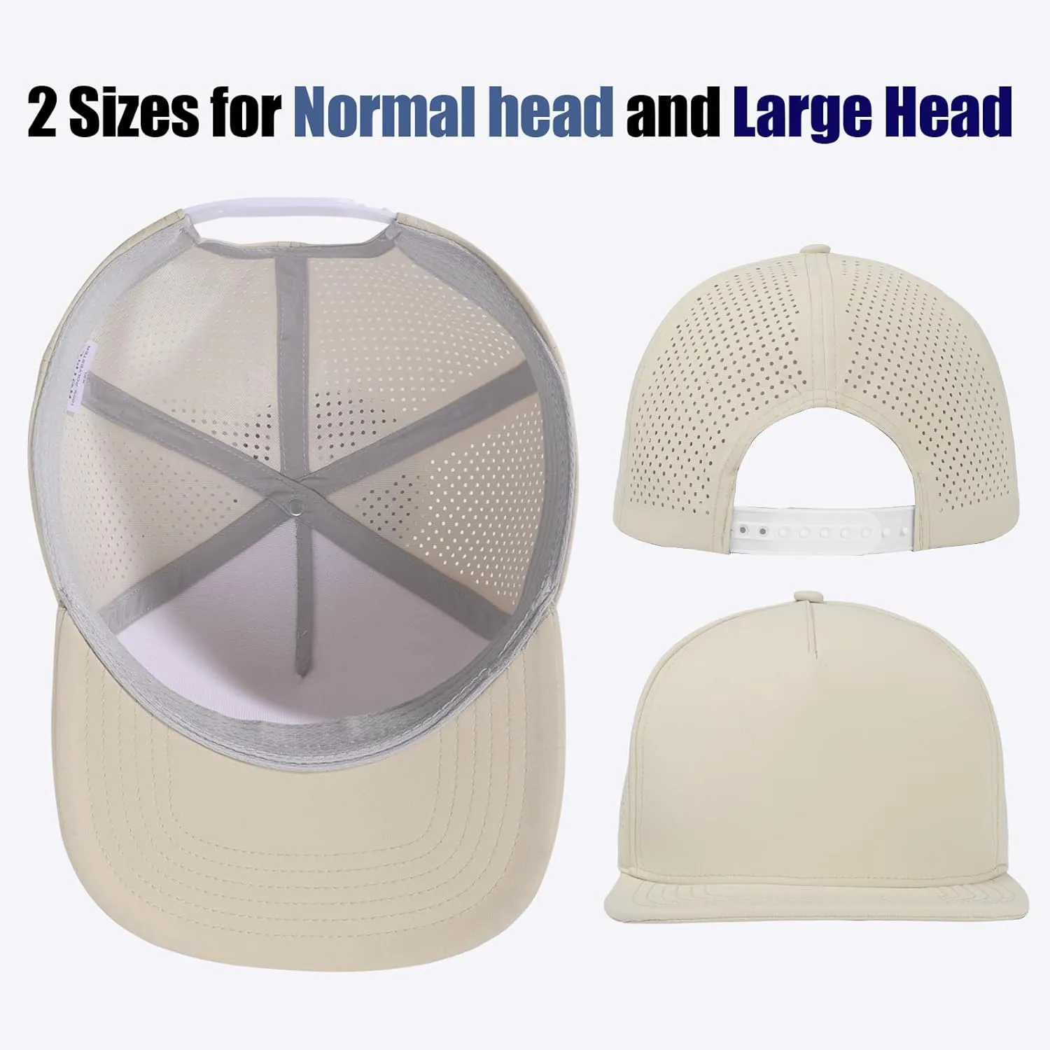 M/L/XL/XXL Oversize Flat Bill Baseball Cap for Men Women Quick Dry Snapback Hats Summer Mesh 5 Panel Cap