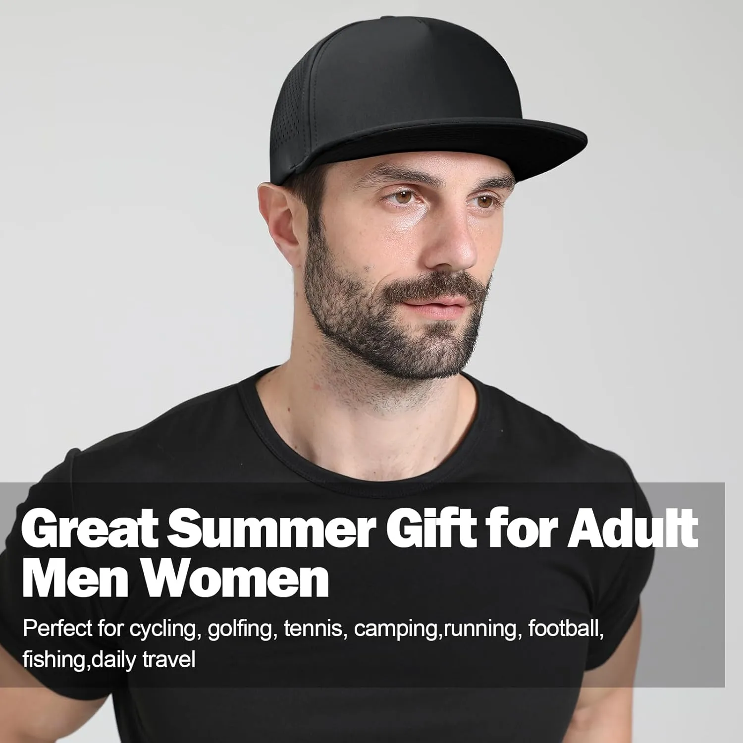 M/L/XL/XXL Oversize Flat Bill Baseball Cap for Men Women Quick Dry Snapback Hats Summer Mesh 5 Panel Cap