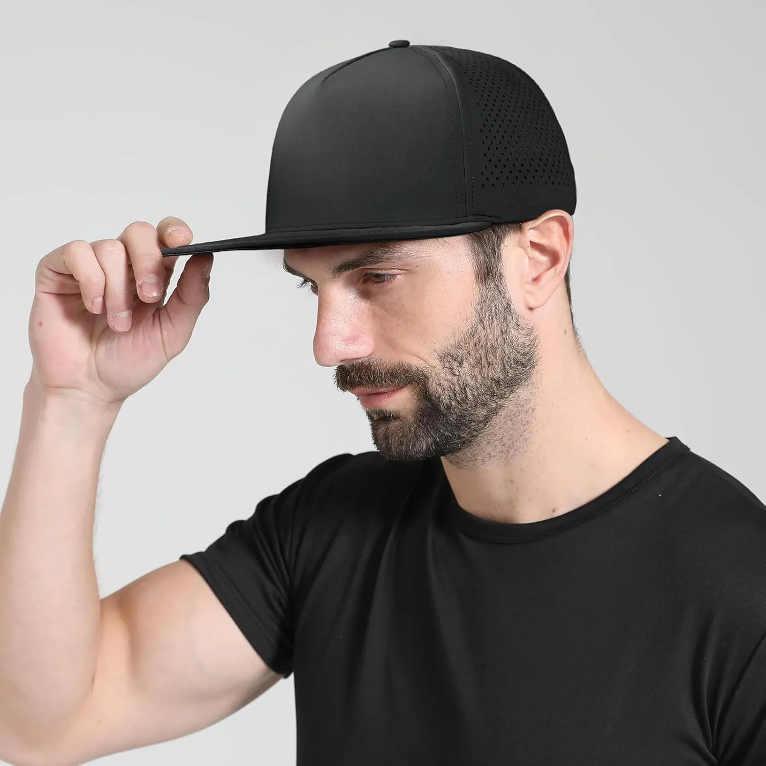 M/L/XL/XXL Oversize Flat Bill Baseball Cap for Men Women Quick Dry Snapback Hats Summer Mesh 5 Panel Cap