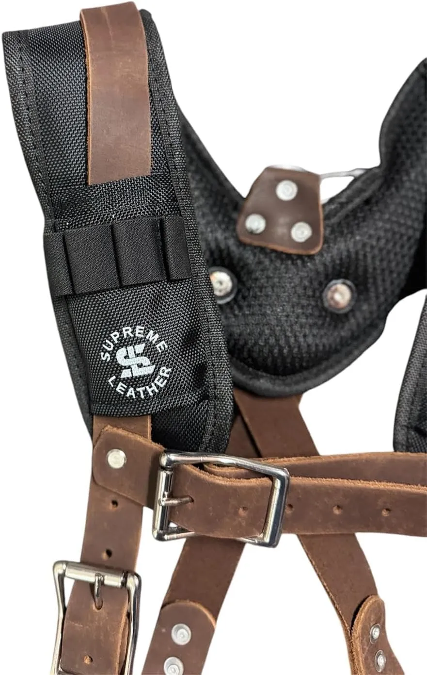 Padded Tool Belt Suspenders  Adjustable Work Suspenders with 4 Detachable D-Loops  For Construction, Carpentry, & More