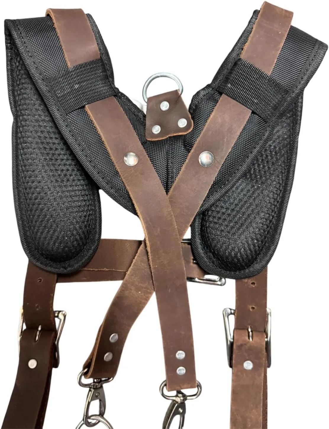 Padded Tool Belt Suspenders  Adjustable Work Suspenders with 4 Detachable D-Loops  For Construction, Carpentry, & More