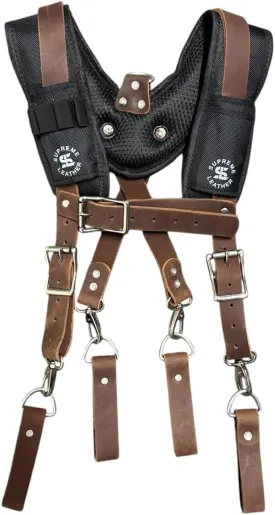 Padded Tool Belt Suspenders  Adjustable Work Suspenders with 4 Detachable D-Loops  For Construction, Carpentry, & More