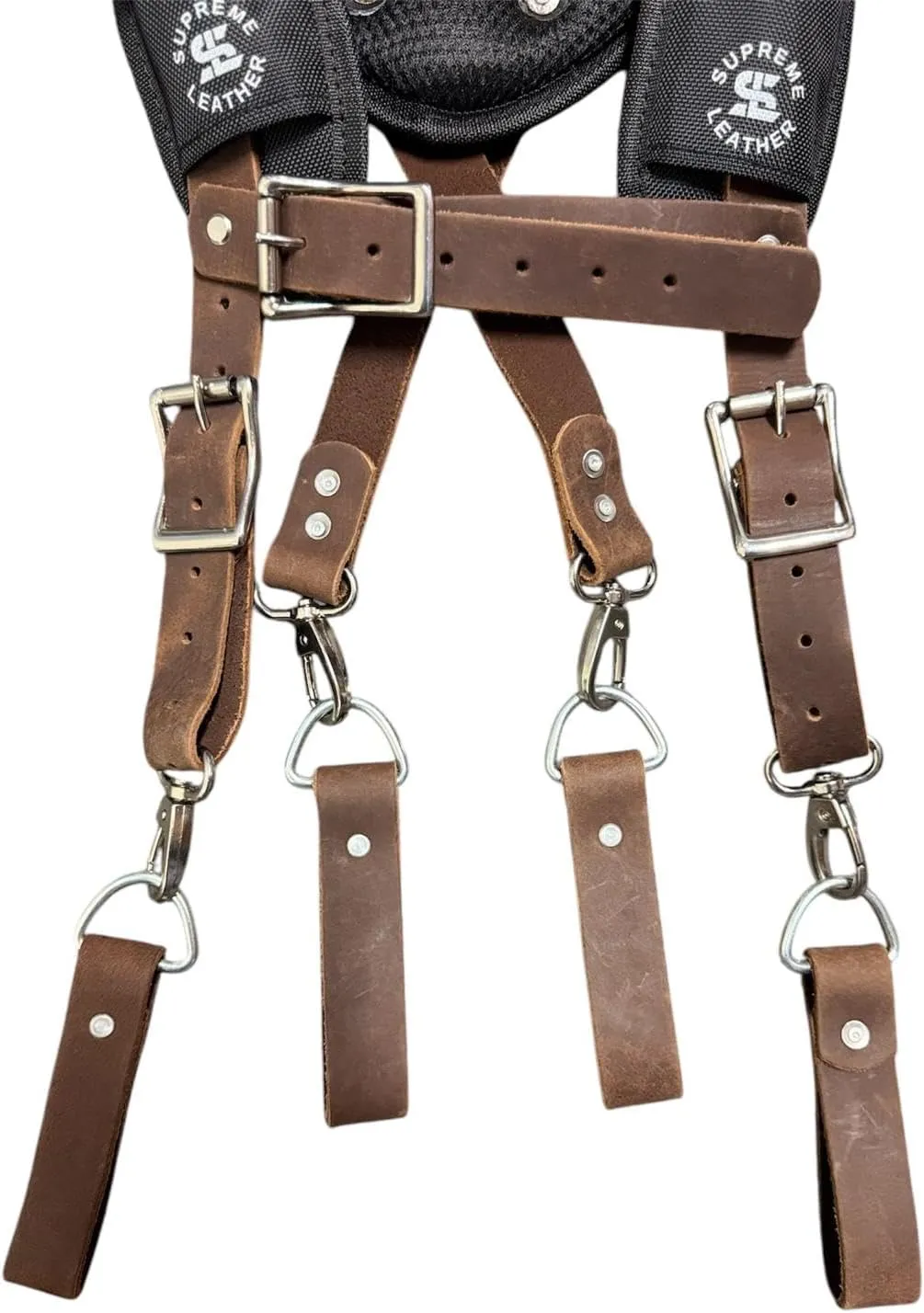 Padded Tool Belt Suspenders  Adjustable Work Suspenders with 4 Detachable D-Loops  For Construction, Carpentry, & More