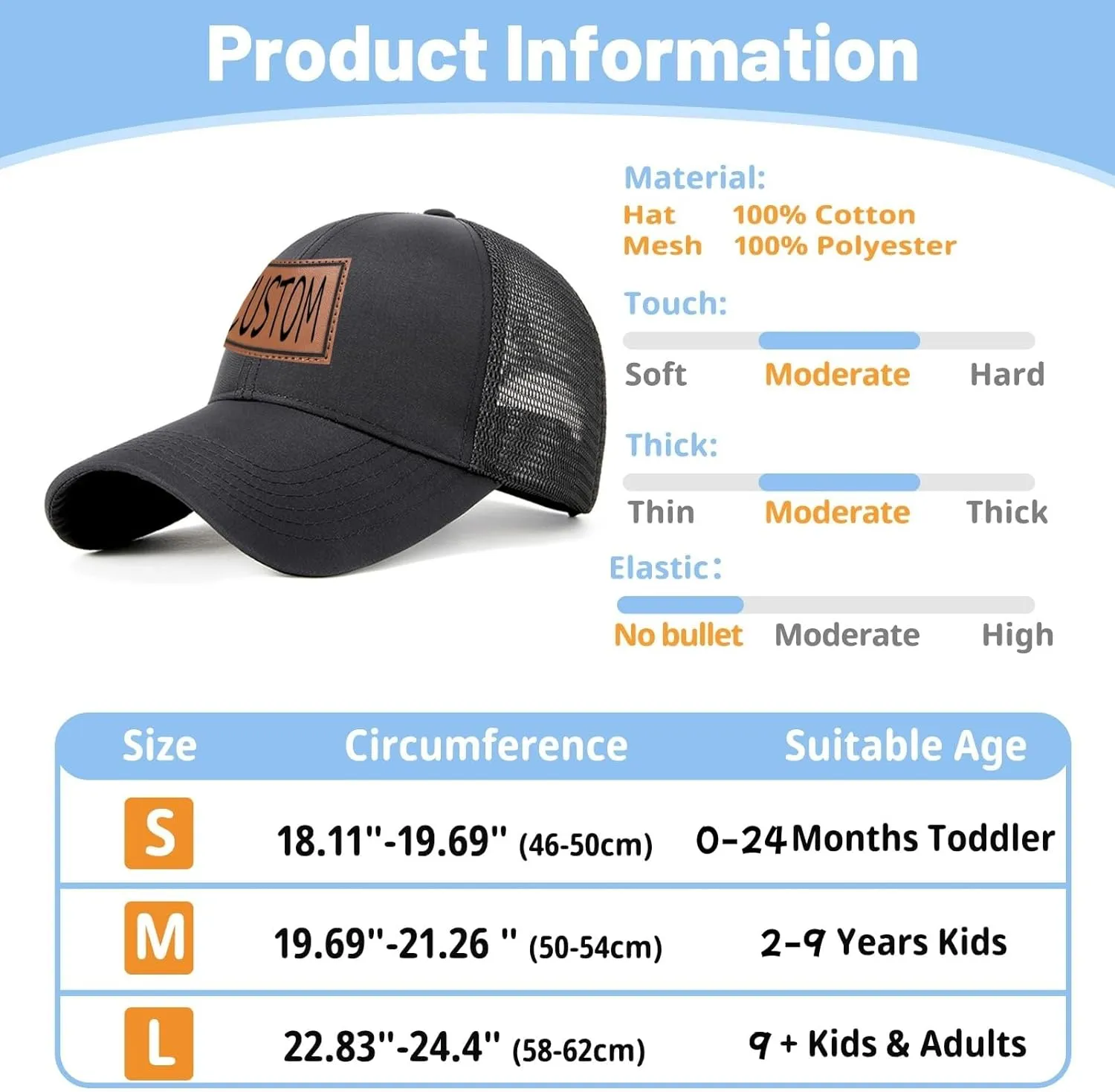 Personalized Baby Baseball Cap, Custom Toddler Baseball Hat Adjustable Snapback for Boys Girls Infant Baseball Cap