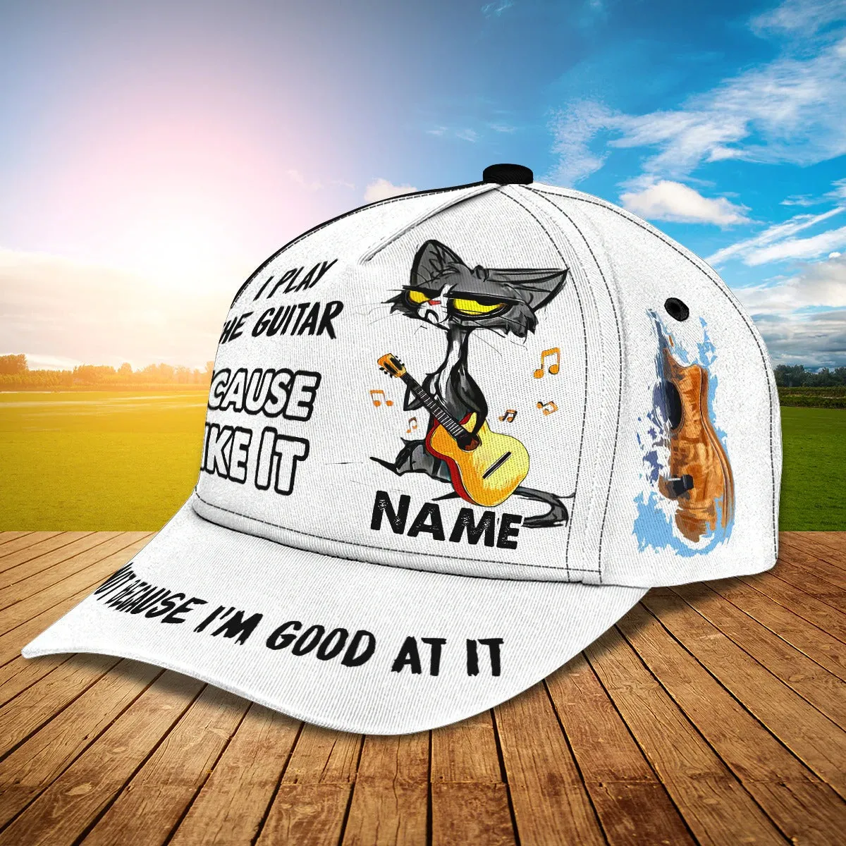 Personalized Baseball Cap With Name, I Play The Guitar Because I Like It, Funny Gift For Guitarist Guitar Lover