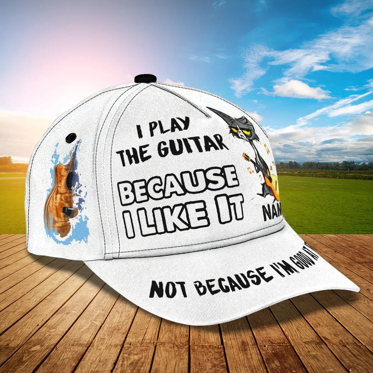 Personalized Baseball Cap With Name, I Play The Guitar Because I Like It, Funny Gift For Guitarist Guitar Lover