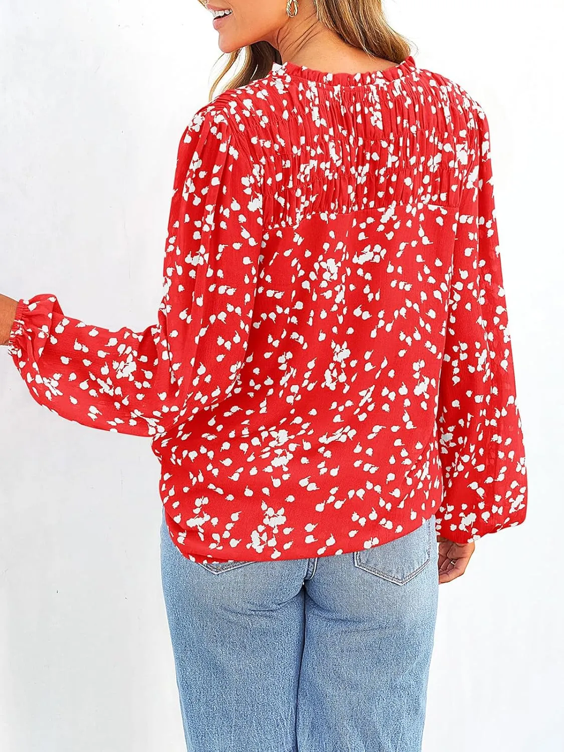 PRETTYGARDEN Womens Floral Spring Tops 2025 V Neck Long Sleeve Blouses Dressy Casual Boho Chiffon Business Work Shirts