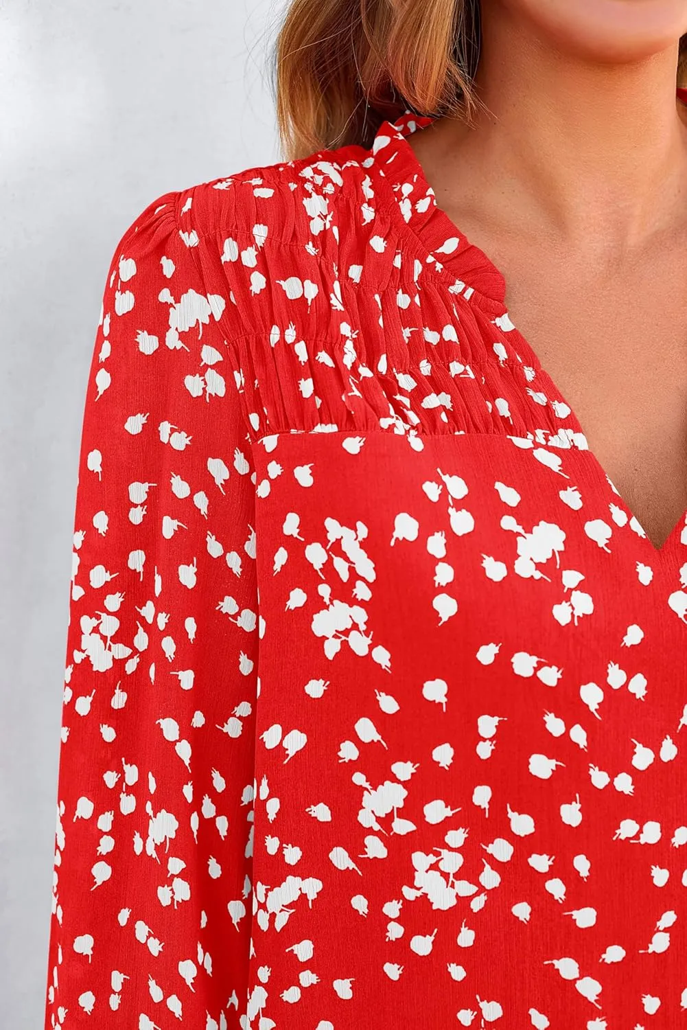 PRETTYGARDEN Womens Floral Spring Tops 2025 V Neck Long Sleeve Blouses Dressy Casual Boho Chiffon Business Work Shirts