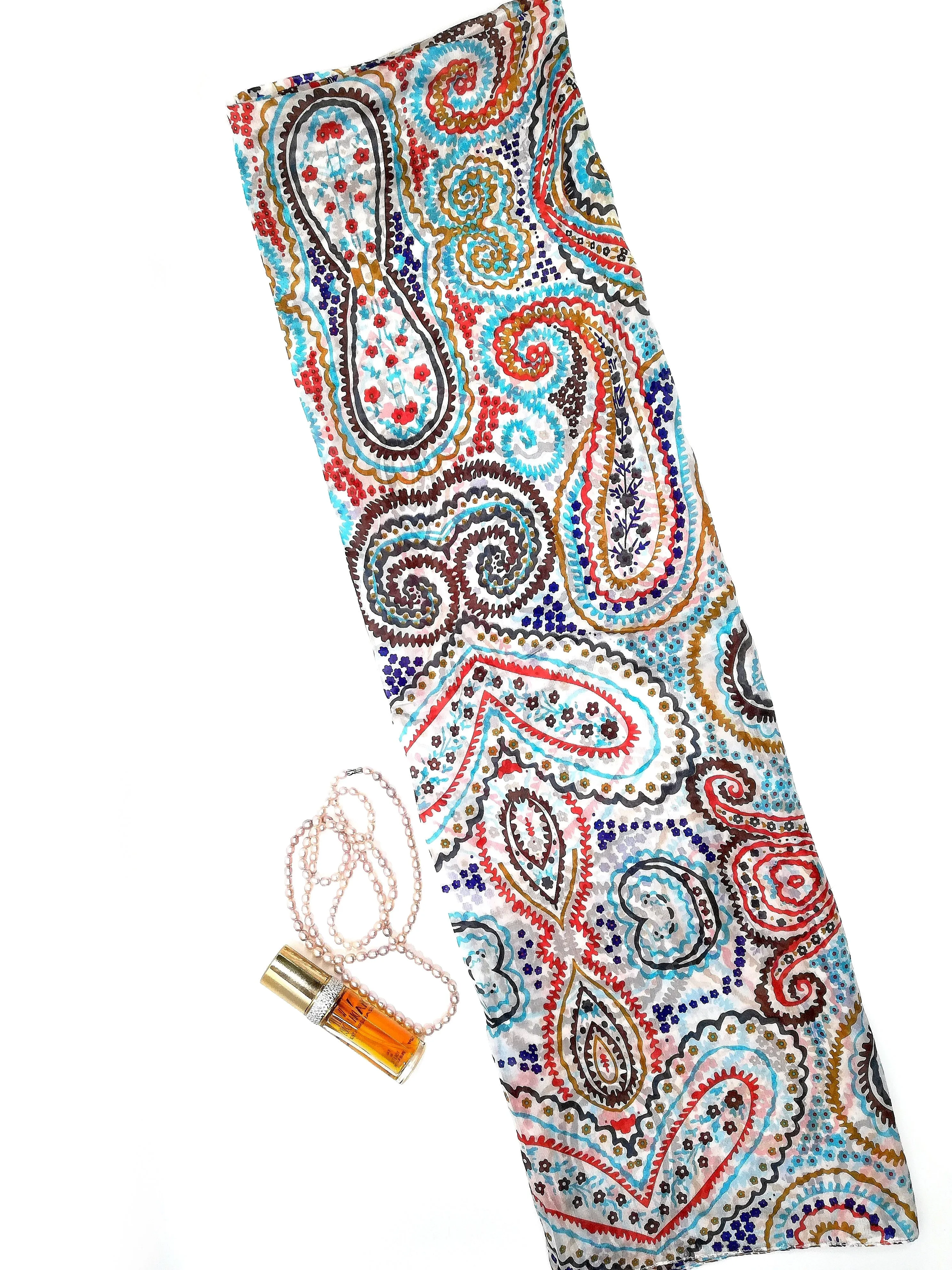 Rainbow Range|Large Silk Scarf Abstract Paisley Original