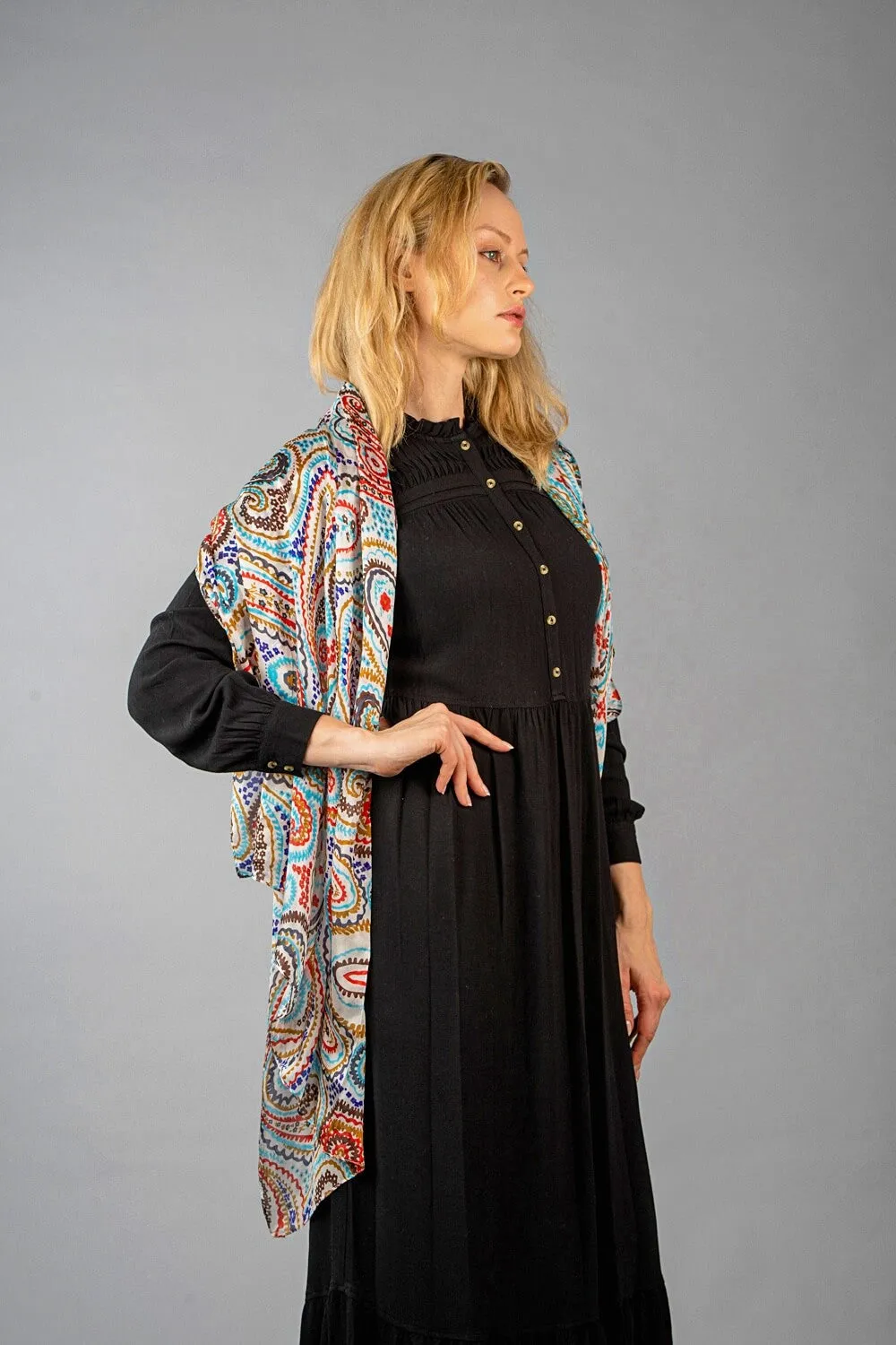 Rainbow Range|Large Silk Scarf Abstract Paisley Original