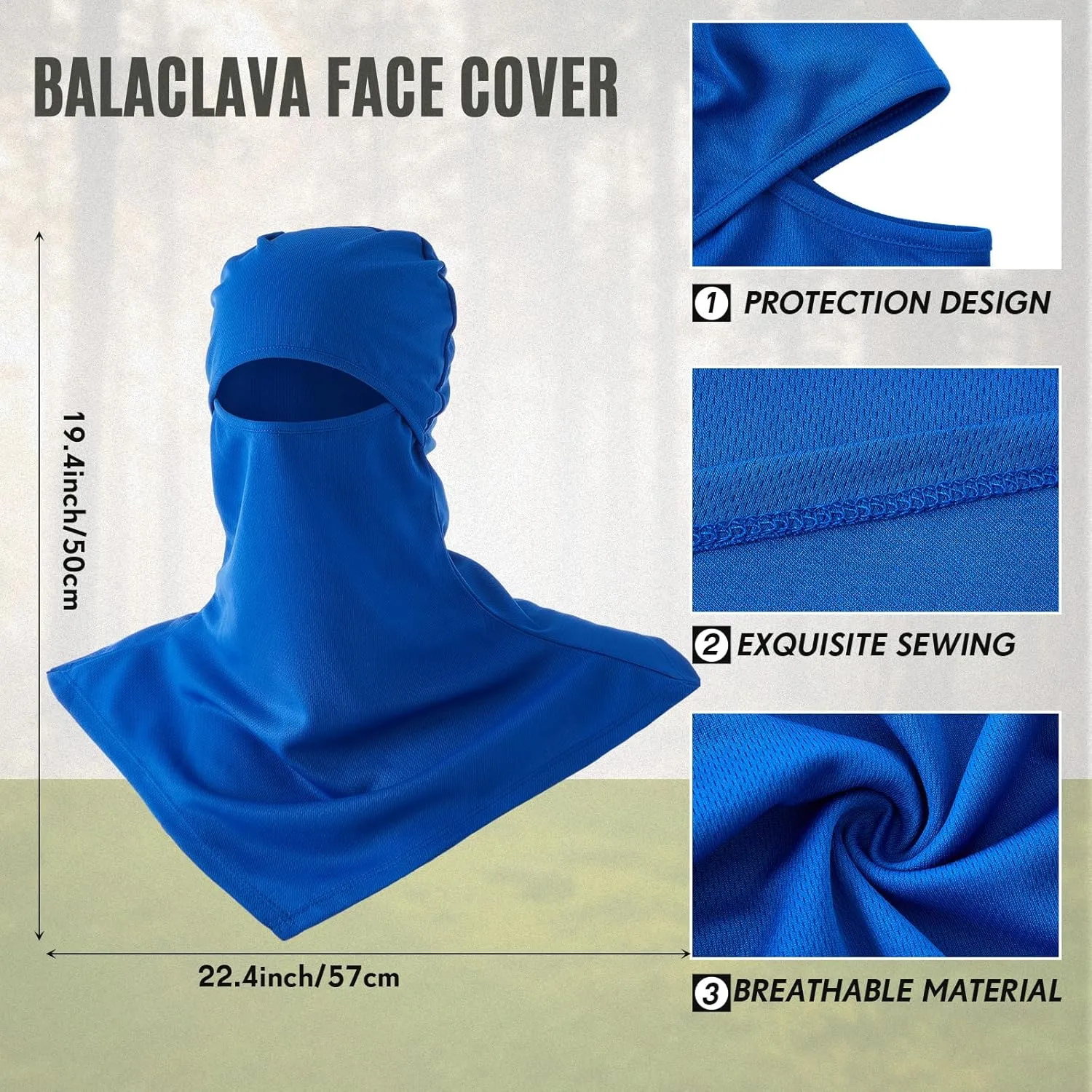 SATINIOR 3 Piece Balaclava Face Cover Sun Protection Neck Cover Summer Balaclava Motorcycle Face Mask for Men Women