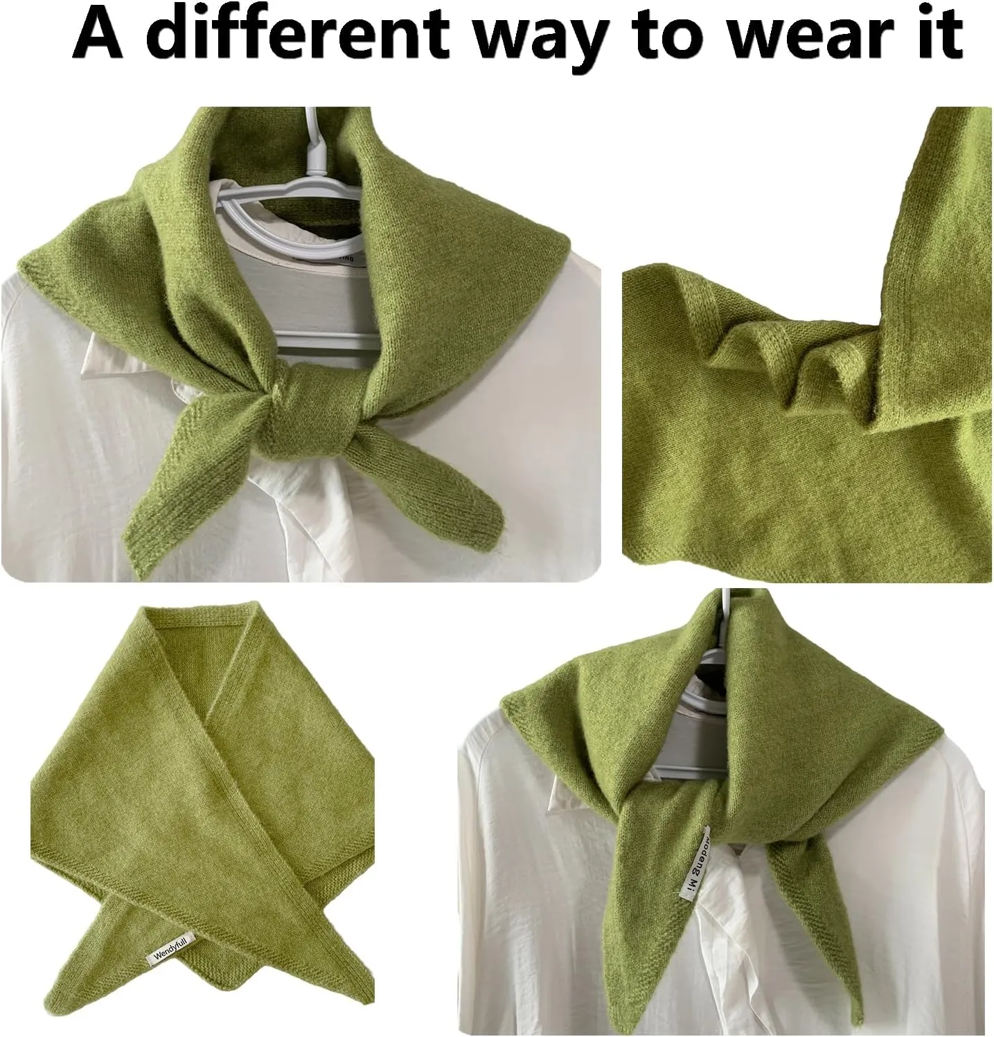Triangle Scarf for Women Knitted Wool Headscarf Cashmere Feel Y2K Downtown Girl Aesthetic Streetwear Accessories