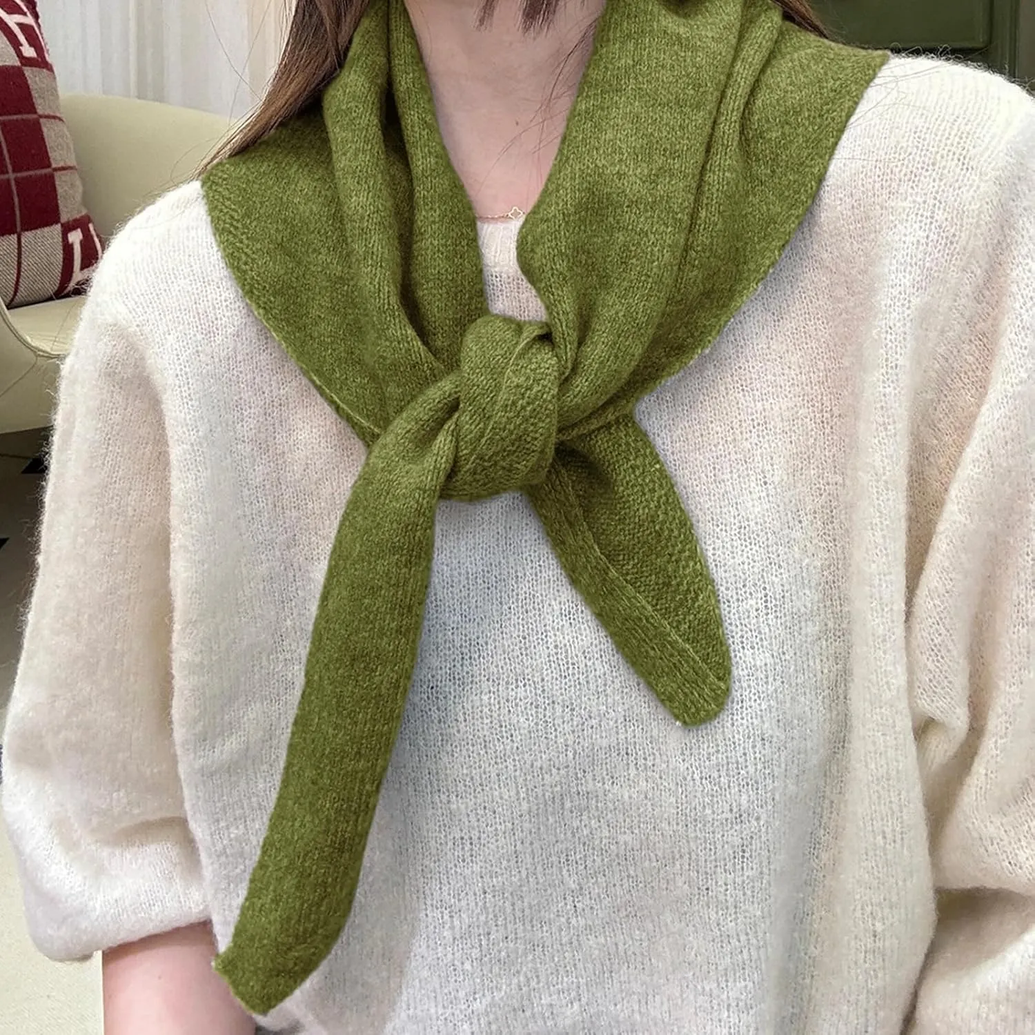 Triangle Scarf for Women Knitted Wool Headscarf Cashmere Feel Y2K Downtown Girl Aesthetic Streetwear Accessories