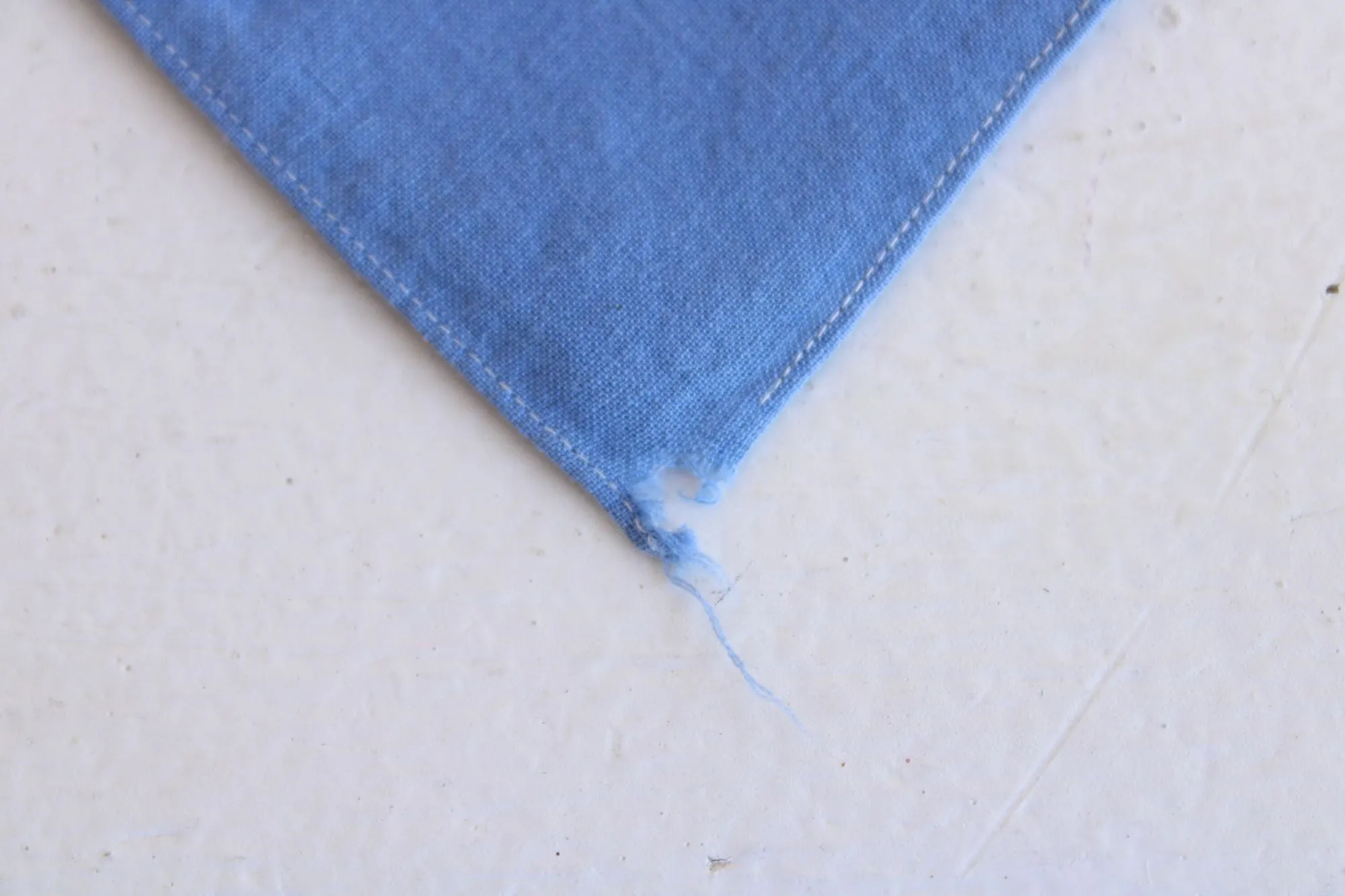 Vintage Cotton Windowpane Check Blue Hankie